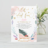 Winter Sleigh Oh, was Spaß Weihnachten 1. Geburtst Einladung (Stehend Vorderseite)