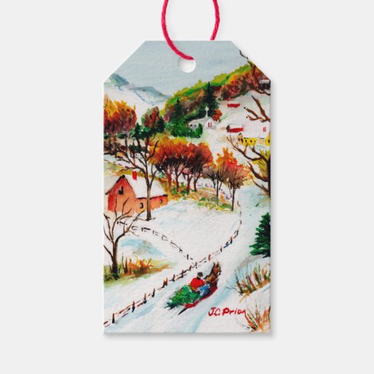 Winter Sleigh Reiten Albergo Colmanicchio Geschenkanhänger (Vorderseite)