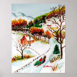 Winter Sleigh Reiten Albergo Colmanicchio Poster