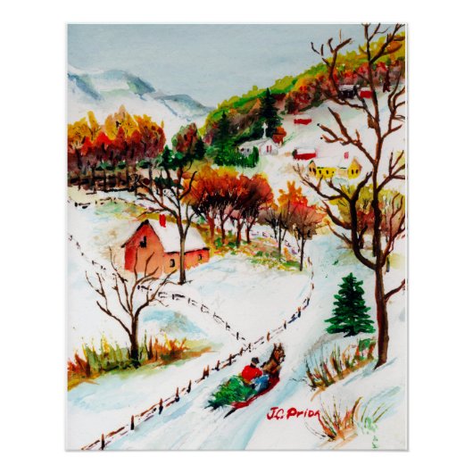 Winter Sleigh Reiten Albergo Colmanicchio Poster (Vorderseite)