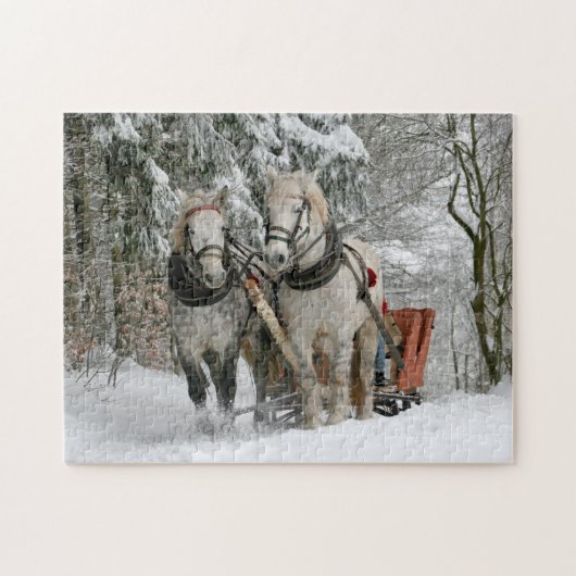 Winter Sleigh Reiten Weihnachtsfeiertag Puzzle (Horizontal)