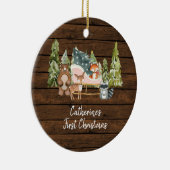 Winter Sleigh Rustic First Christmas Keramik Ornament (Rechts)