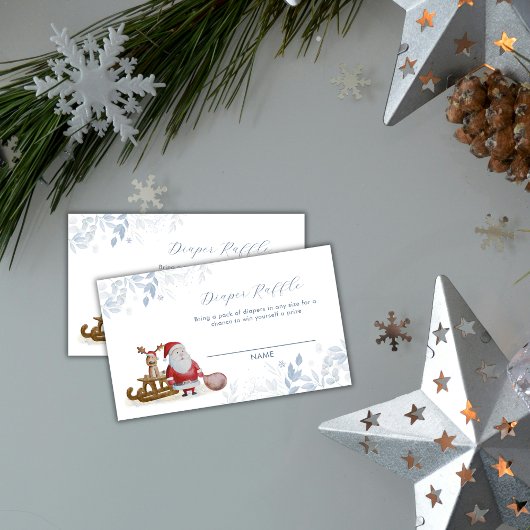 Winter Sleigh Santa Diaper Raffle Baby Shower  Begleitkarte