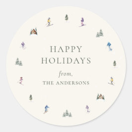 WINTER SLOPES Holiday Runder Aufkleber