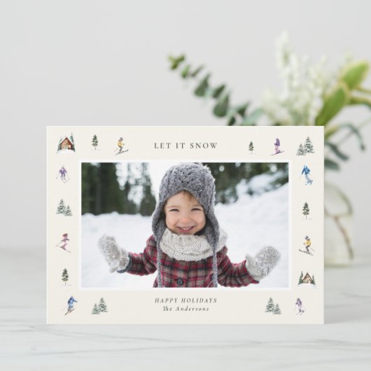 WINTER SLOPES Photo Feiertagskarte (Stehend Vorderseite)