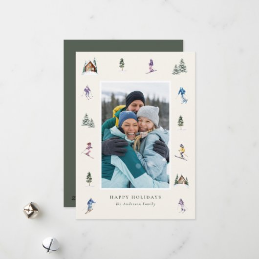 WINTER SLOPES Photo  Feiertagskarte (Vorderseite/Rückseite Beispiel)