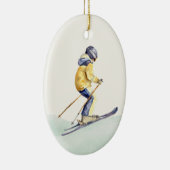 WINTER SLOPES Skier Keramik Ornament (Rechts)