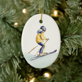 WINTER SLOPES Skier Keramik Ornament