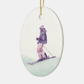 WINTER SLOPES Skier Keramik Ornament (Links)