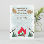 Winter S'mores Campfire Chocolate Baby Dusche Einladung (Stehend Vorderseite)