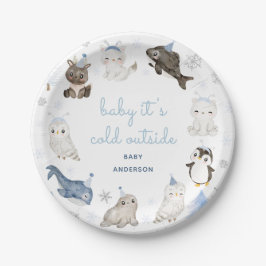 Winter Snow Animals Baby Dusche Party Pappteller