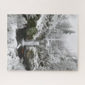 Winter Snow at Multnomah Falls in Oregon Jigsaw Pu Puzzle (Horizontal)