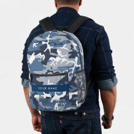 Winter Snow Blue Camouflage Ihr Name Personalisier Bedruckter Rucksack