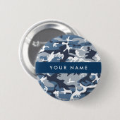 Winter Snow Blue Camouflage Ihr Name Personalisier Button (Vorne & Hinten)