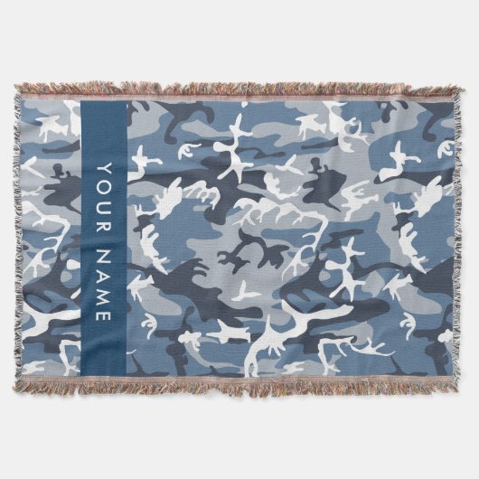 Winter Snow Blue Camouflage Ihr Name Personalisier Decke (Vorderseite)