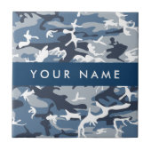 Winter Snow Blue Camouflage Ihr Name Personalisier Fliese (Vorderseite)