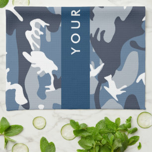 Winter Snow Blue Camouflage Ihr Name Personalisier Geschirrtuch