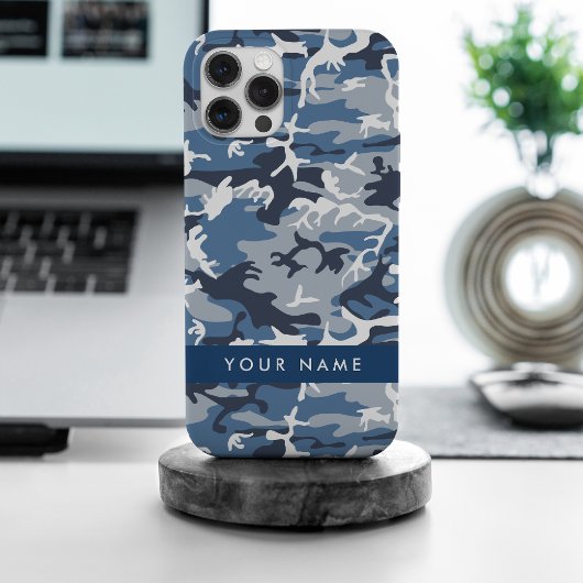 Winter Snow Blue Camouflage Ihr Name Personalisier iPhone Hülle