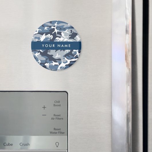 Winter Snow Blue Camouflage Ihr Name Personalisier Magnet (In Situ (Kühlschrank))