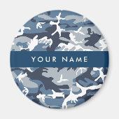 Winter Snow Blue Camouflage Ihr Name Personalisier Magnet (Vorne)