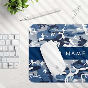 Winter Snow Blue Camouflage Ihr Name Personalisier Mousepad