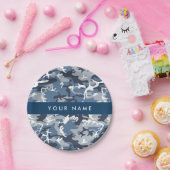 Winter Snow Blue Camouflage Ihr Name Personalisier Pappteller (Party)