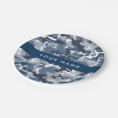 Winter Snow Blue Camouflage Ihr Name Personalisier Pappteller (Schrägansicht)