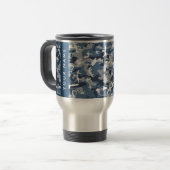 Winter Snow Blue Camouflage Ihr Name Personalisier Reisebecher (Vorderseite Links)