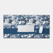 Winter Snow Blue Camouflage Ihr Name Personalisier Schreibtischunterlage (Tastatur & Maus)
