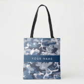 Winter Snow Blue Camouflage Ihr Name Personalisier Tasche (Vorderseite)