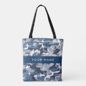 Winter Snow Blue Camouflage Ihr Name Personalisier Tasche (Rückseite)