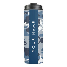 Winter Snow Blue Camouflage Ihr Name Personalisier Thermosbecher