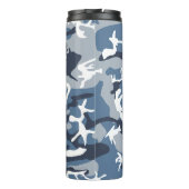 Winter Snow Blue Camouflage Ihr Name Personalisier Thermosbecher (Rückseite)