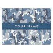 Winter Snow Blue Camouflage Ihr Name Personalisier Tischdecke (Vorderseite (Horizontal))