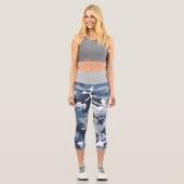 Winter Snow Blue Camouflage, Militär, Armee Capri Leggings (Vorderseite)