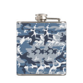 Winter Snow Blue Camouflage, Militär, Armee Flachmann (Rückseite)