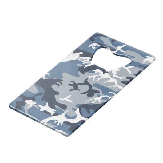 Winter Snow Blue Camouflage, Militär, Armee Geldbeutel Flaschenöffner (Vorderseite Schrägansicht)