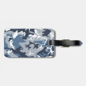 Winter Snow Blue Camouflage, Militär, Armee Gepäckanhänger (Rückseite horizontal)