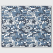 Winter Snow Blue Camouflage, Militär, Armee Geschenkpapier (Flach)