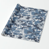 Winter Snow Blue Camouflage, Militär, Armee Geschenkpapier (Ungerollt)