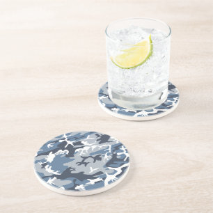 Winter Snow Blue Camouflage, Militär, Armee Getränkeuntersetzer