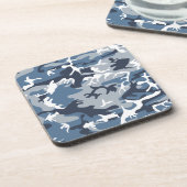 Winter Snow Blue Camouflage, Militär, Armee Getränkeuntersetzer (Linke Seite)