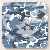 Winter Snow Blue Camouflage, Militär, Armee Getränkeuntersetzer (Vorderseite)