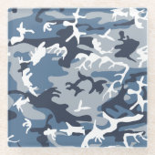Winter Snow Blue Camouflage, Militär, Armee Glasuntersetzer (Vorderseite)