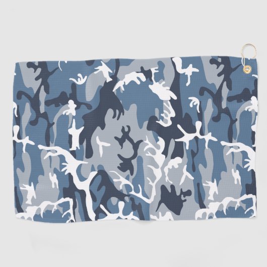 Winter Snow Blue Camouflage, Militär, Armee Golfhandtuch (Horizontal)