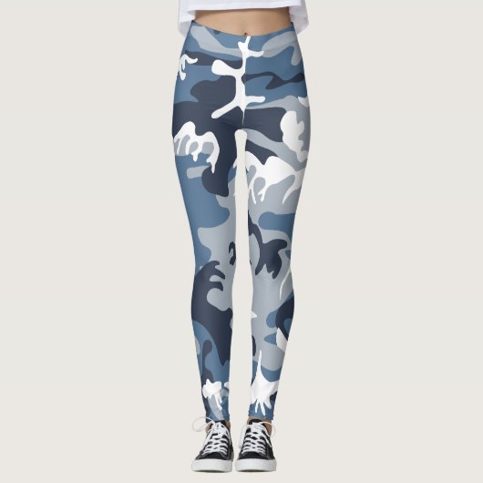 Winter Snow Blue Camouflage, Militär, Armee Leggings (Vorderseite)