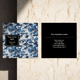Winter Snow Blue Camouflage, Militär, Armee Quadratische Visitenkarte