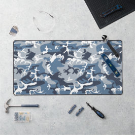 Winter Snow Blue Camouflage, Militär, Armee Schreibtischunterlage