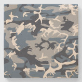 Winter Snow Blue Camouflage, Militär, Armee Steinuntersetzer (Vorderseite)