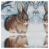 Winter Snow Bunny Fabric Stoff (Nahaufnahme)